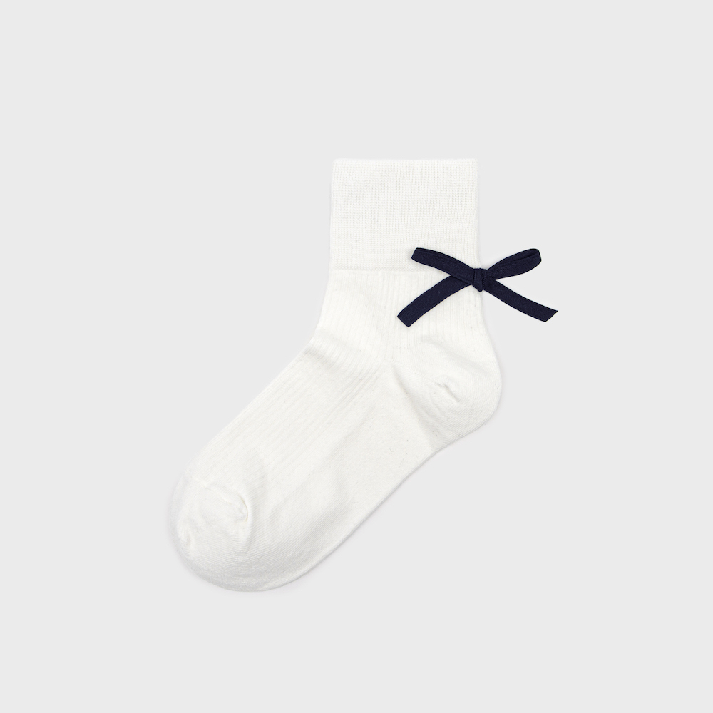 삭스어필 RIBBON GIRL rib short white - 위시버킷
