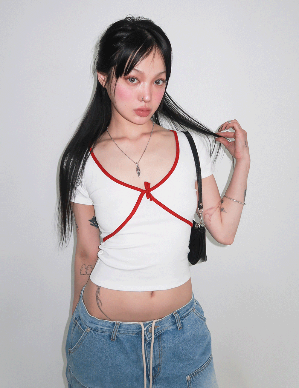  babydoll red ribbon t 