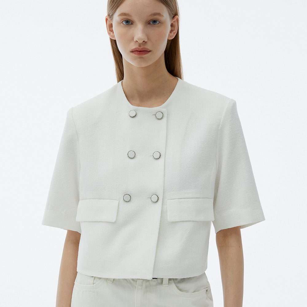 노티아 TWEED ROUND JACKET - IVORY - 위시버킷