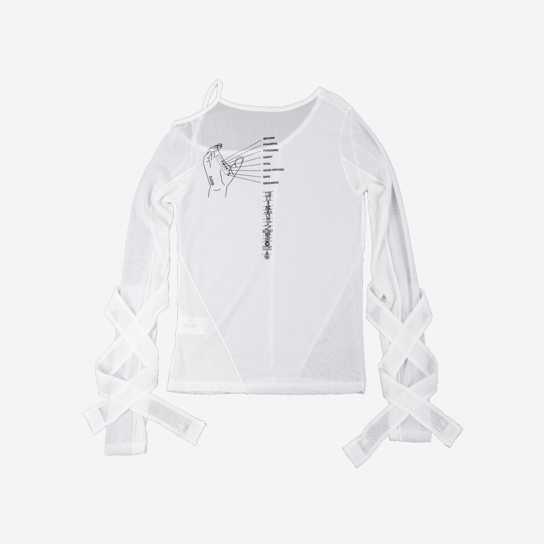 OJOS Bandage Mesh T-shirt / White 正規品 오호스 Ojos Bandage Mesh T-Shirt White - 위시버킷