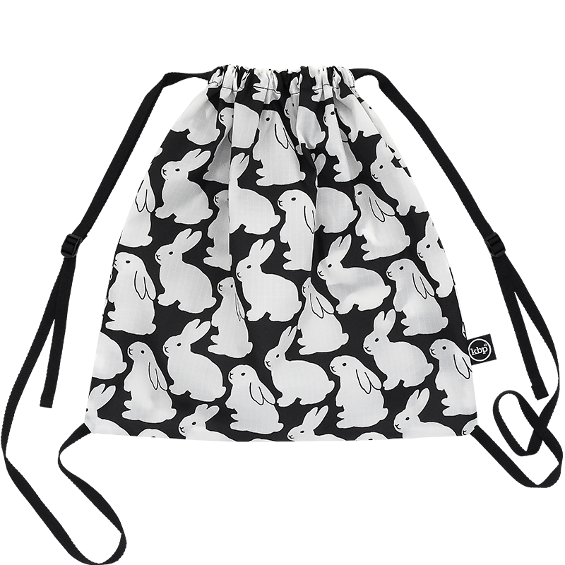 키티버니포니 Ripstop Little Black Bunnies String Backpack 립스탑 리틀 블랙 버니즈 스트링 ...