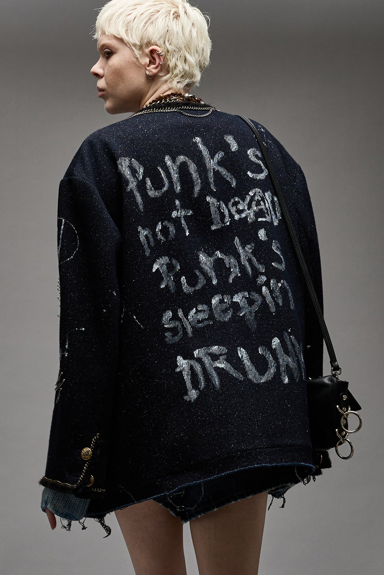 RATT SLOUCH CHORE JACKET - GRAFFITI TWEED - INDIGO TWEED / XS ...