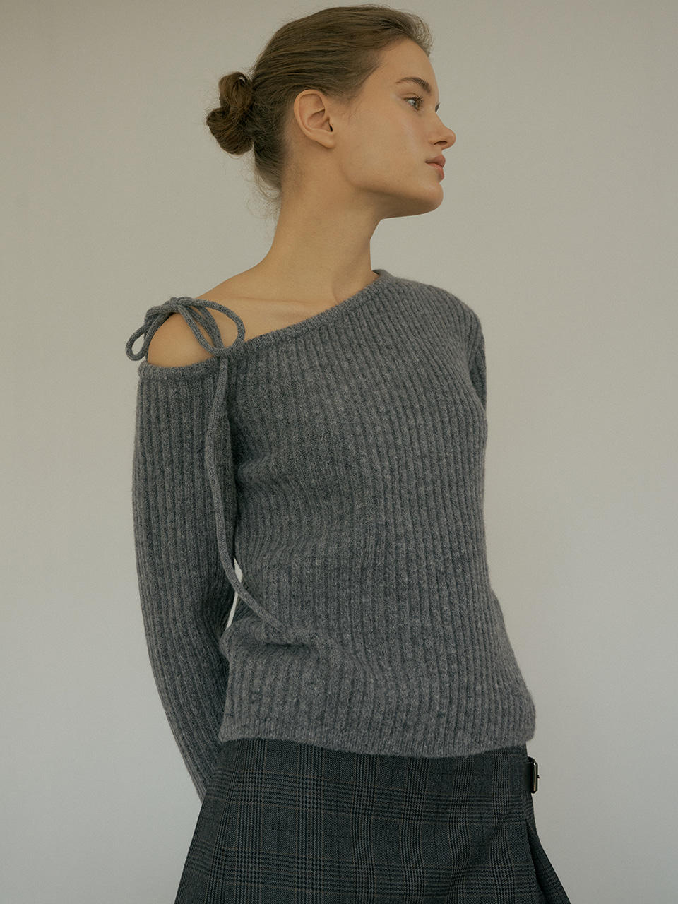 오떼뜨 V. unbalance string knit (gray) - 위시버킷