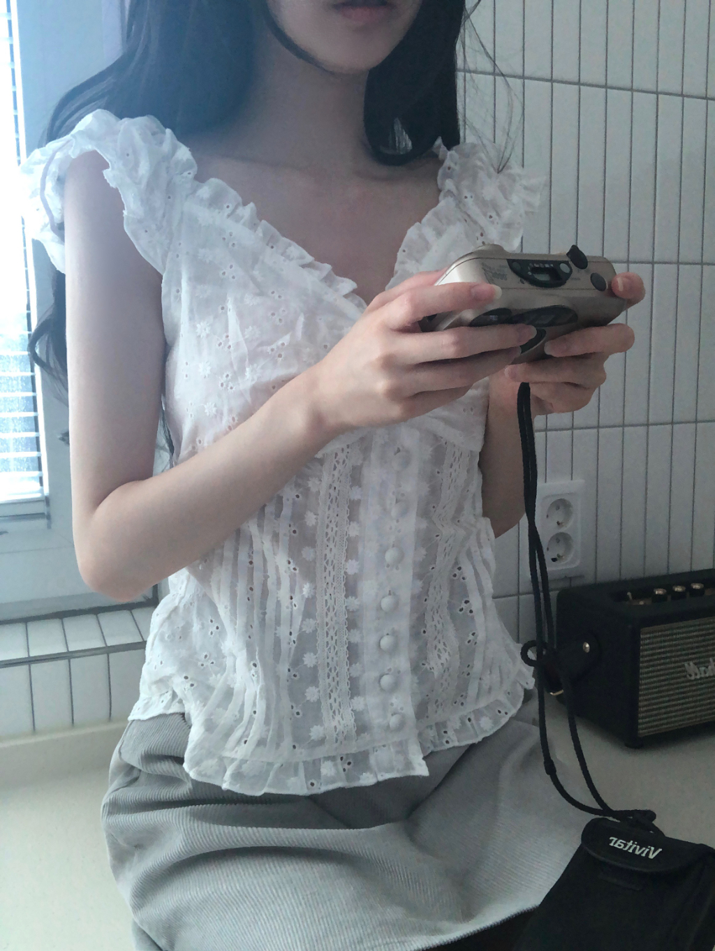 위시앳엘븐 white butterfly top 위시버킷