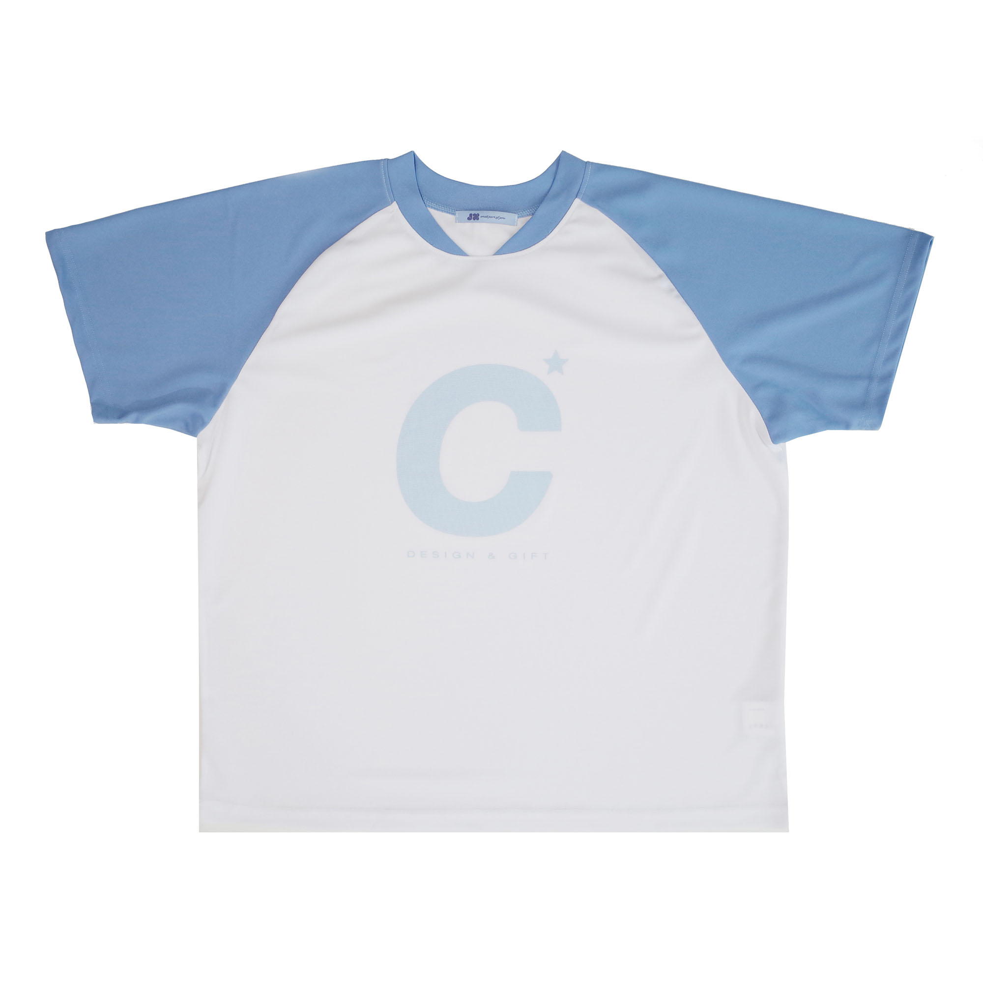 지초이 [JX] C☆ RAGLAN T-SHIRT (WHITE/BLUE) - 위시버킷