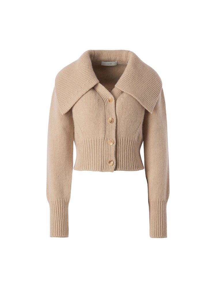 Wide Collar Cropped Cardigan