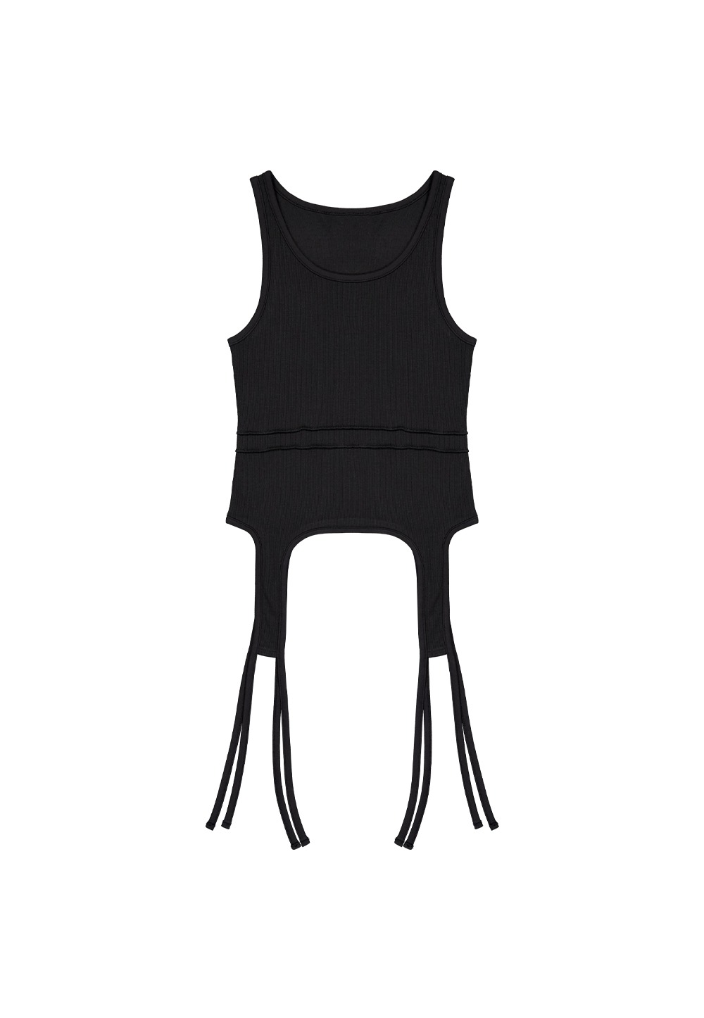 우알롱 Drawstring Hem Sleeveless - BLACK - 위시버킷