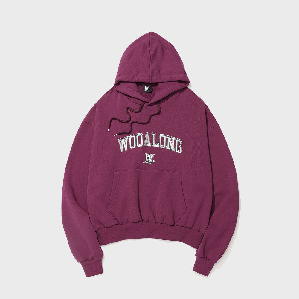 우알롱 Wow fit arch embroidery logo hoodie - WINE - 위시버킷