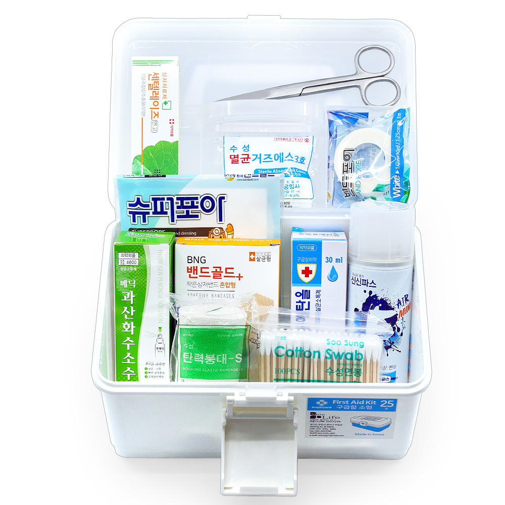 가정용 구급함 세트 12종 화이트 구급상자 약보관함 꼭 필요한 구성 - 위시버킷