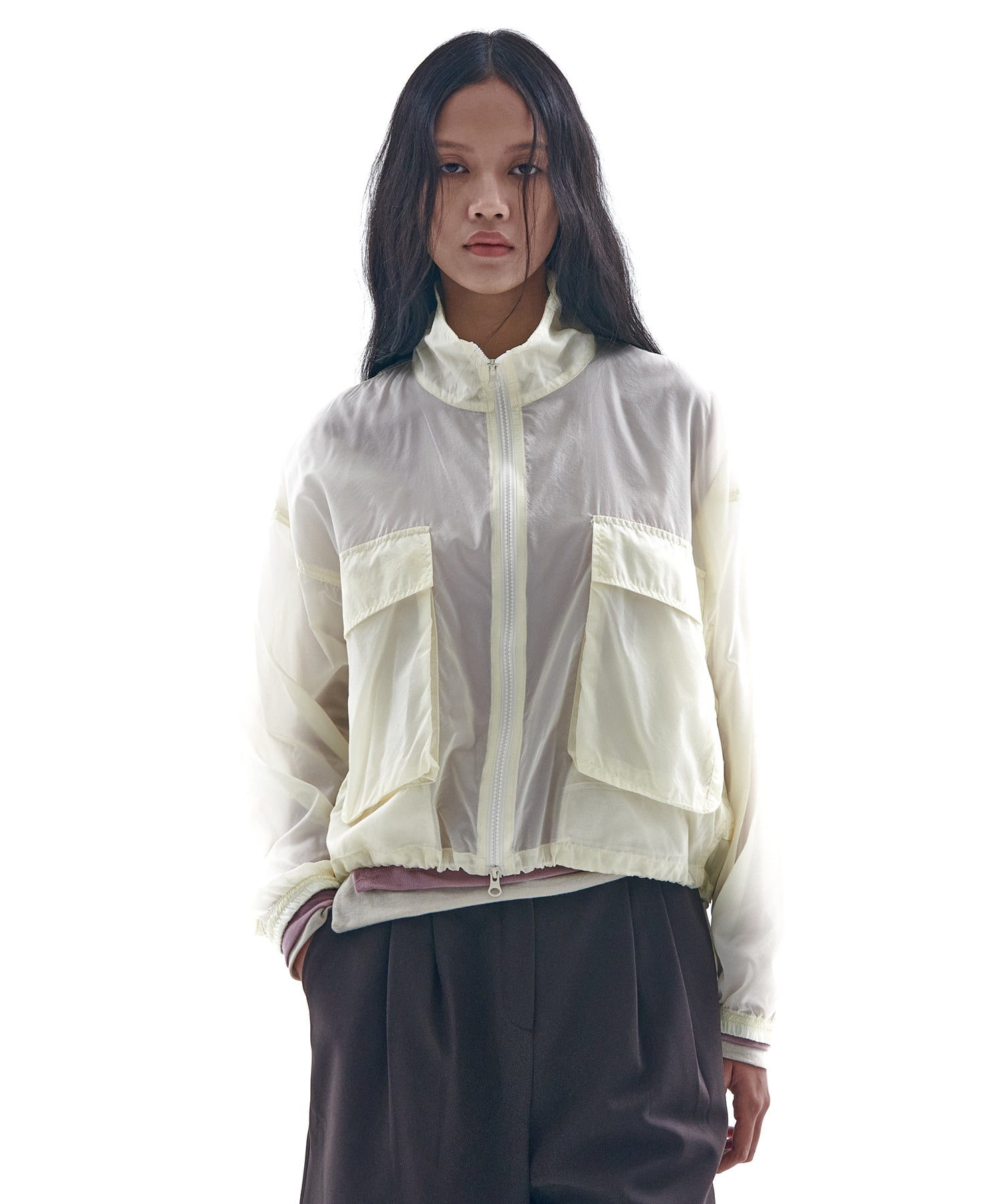 플레이스스튜디오 Sheer string pocket windbreaker anorak jacket jumper [cream ...