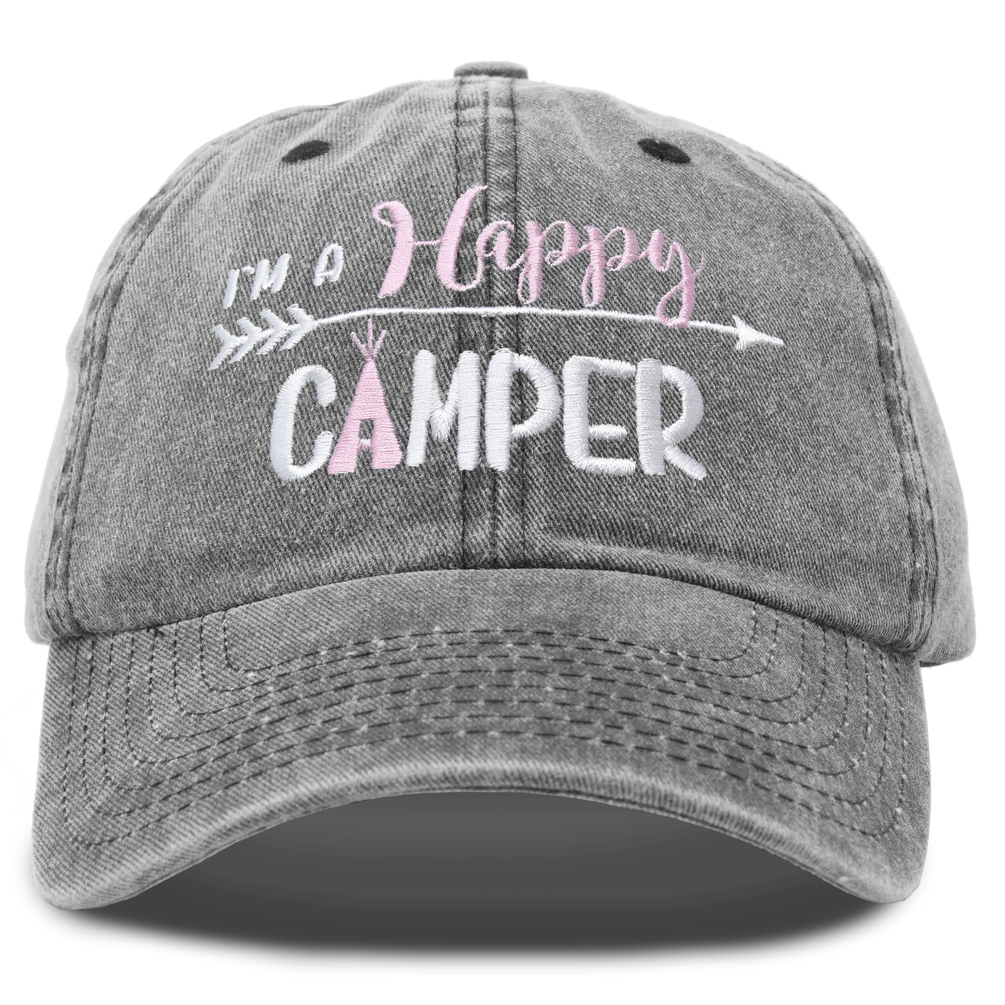 DALIX DALIX Womens Happy Camper Hat Soft Cotton Camping Caps in Washed