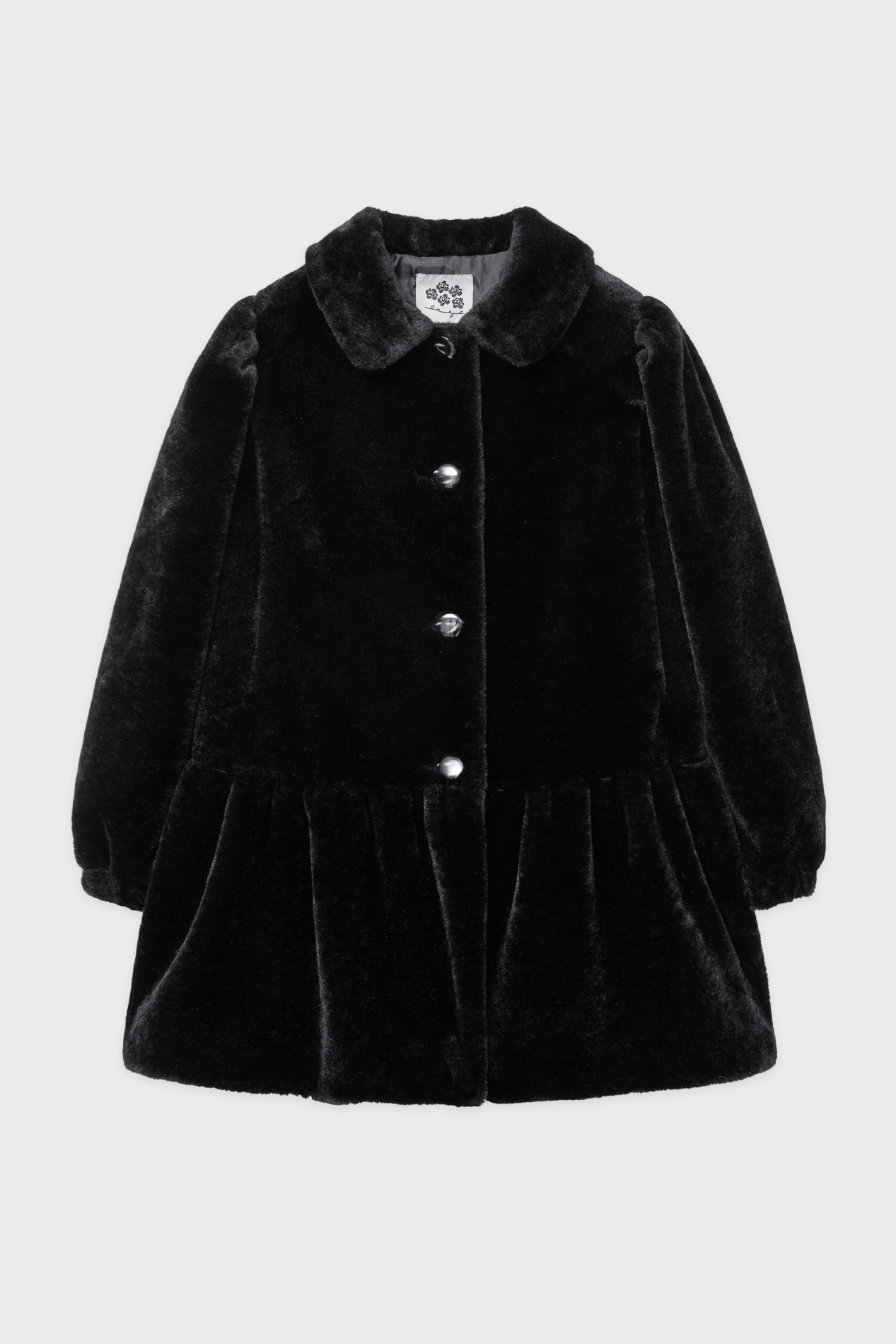 시눈 SN Ruffled Shearling Fur Coat (Black) - 위시버킷