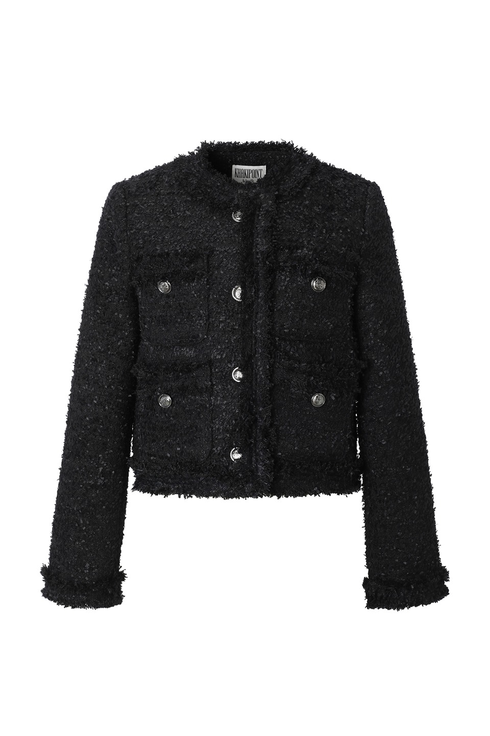 トップス KHAKIPOINT Antique Tweed Top (black) 카키포인트 Antique Crop Tweed Jacket - 위시버킷