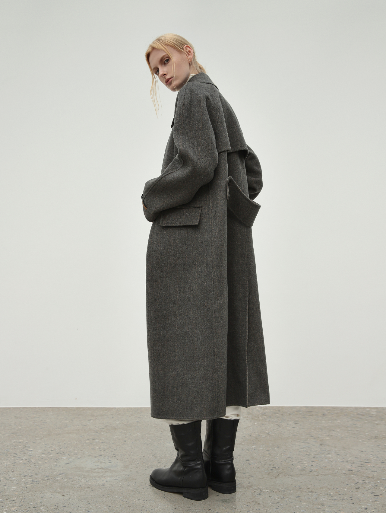 토그 TOEGG 2ND / Jane Herringbone Coat (Khaki Charcoal) 위시버킷