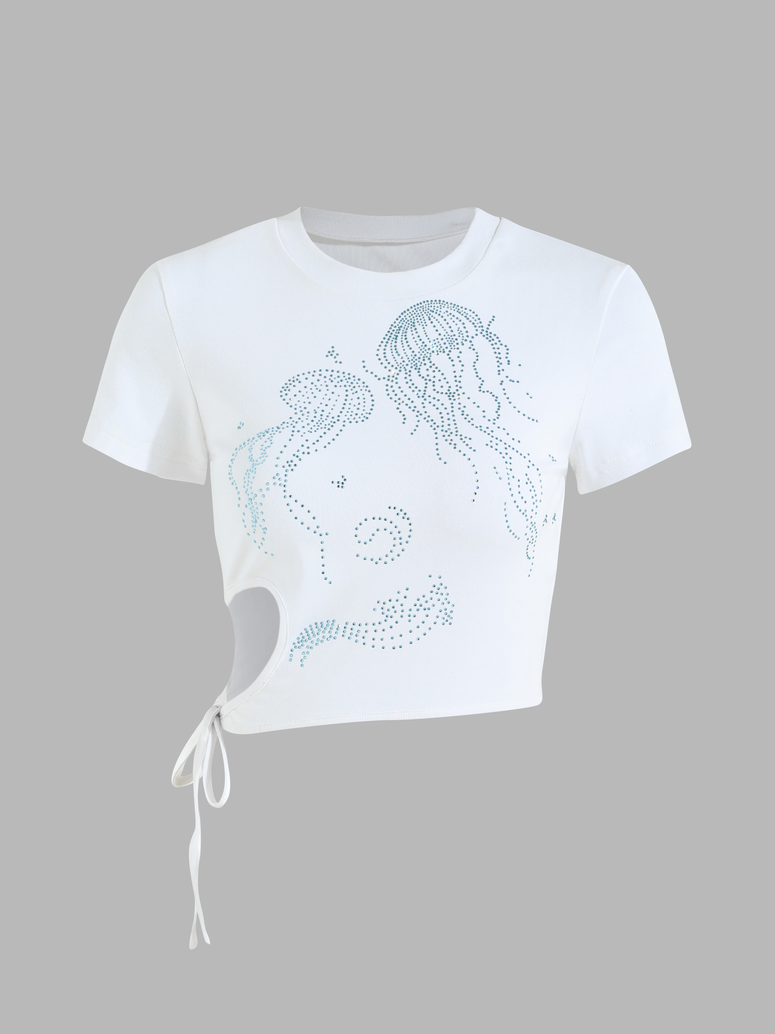 사이다 CIDER Jellyfish Rhinestone Cut Out Tee 위시버킷