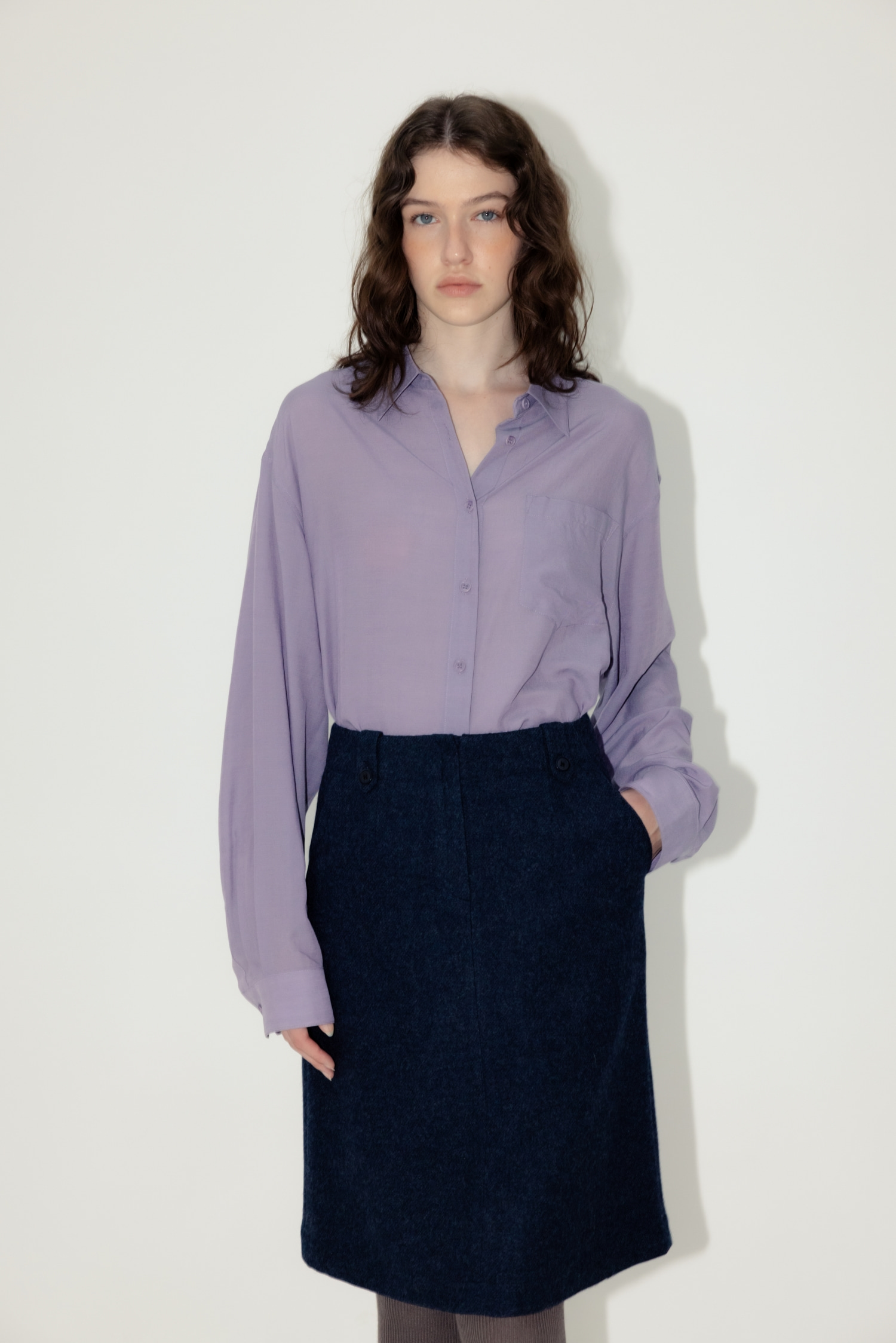 르로브 Ness Wool Shirt (lavender) - 위시버킷
