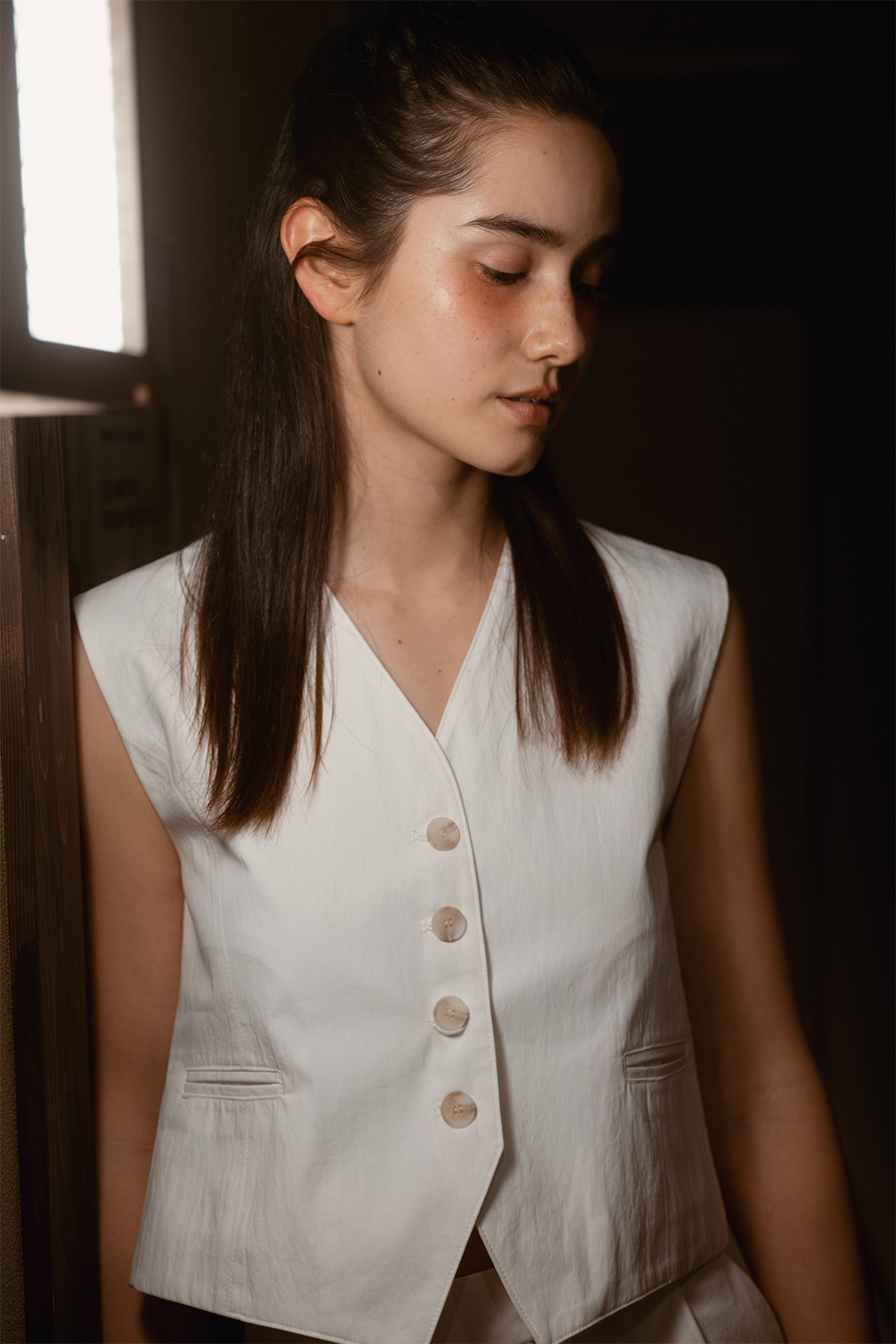 더티스 SLIT STITCH DETAIL VEST_TT3S004IV - 위시버킷