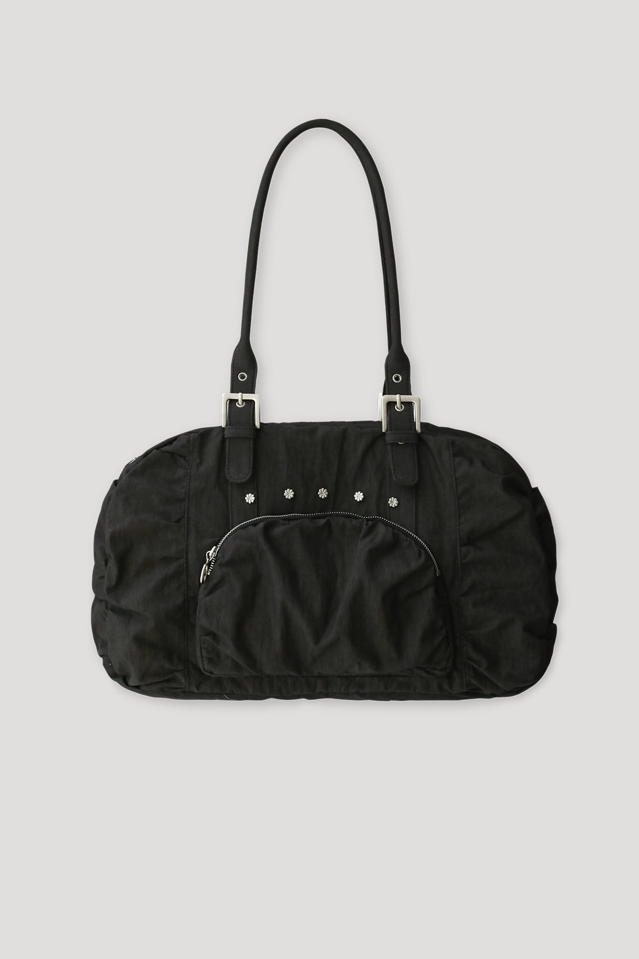 유즈 SHIRRING NYLON BIG SHOULDER BAG BLACK (9/6일 예약배송) 위시버킷