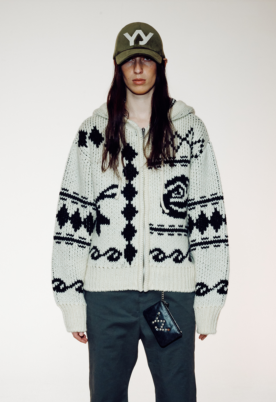 더오픈프로덕트 ROSE & DEER JACQUARD KNIT JACKET, IVORY