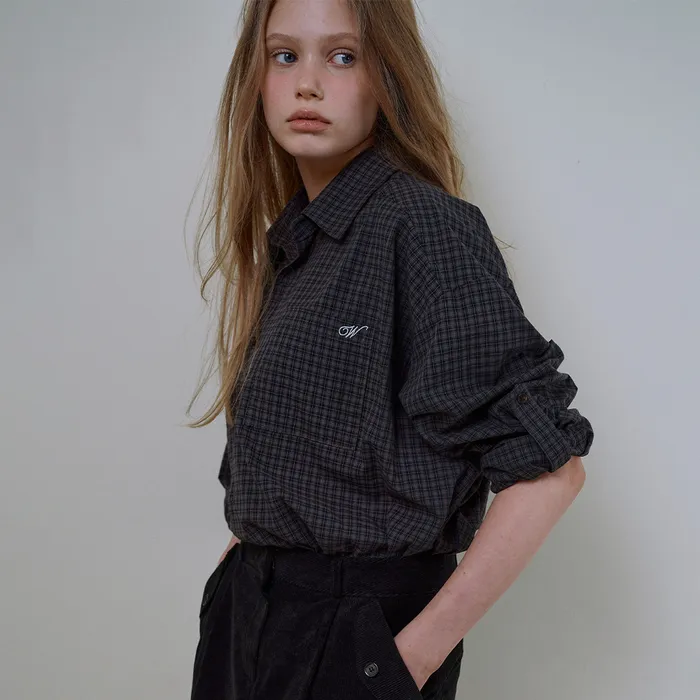 위드아웃썸머 Peter check shirt_navy - 위시버킷