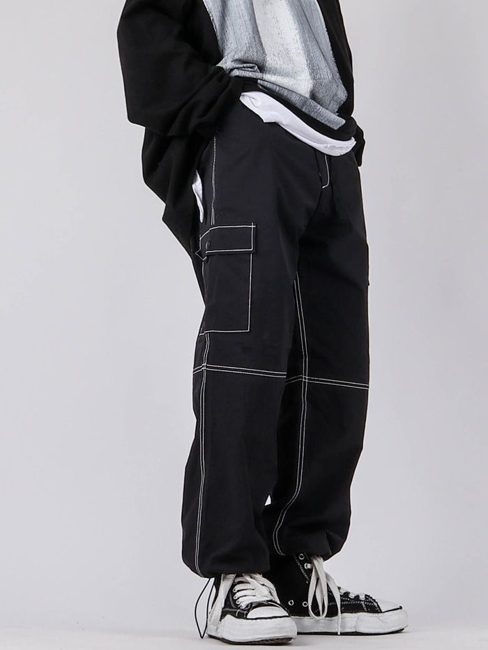 저스트영 NV Stitch Cargo String Wide Pants (2color) - 위시버킷