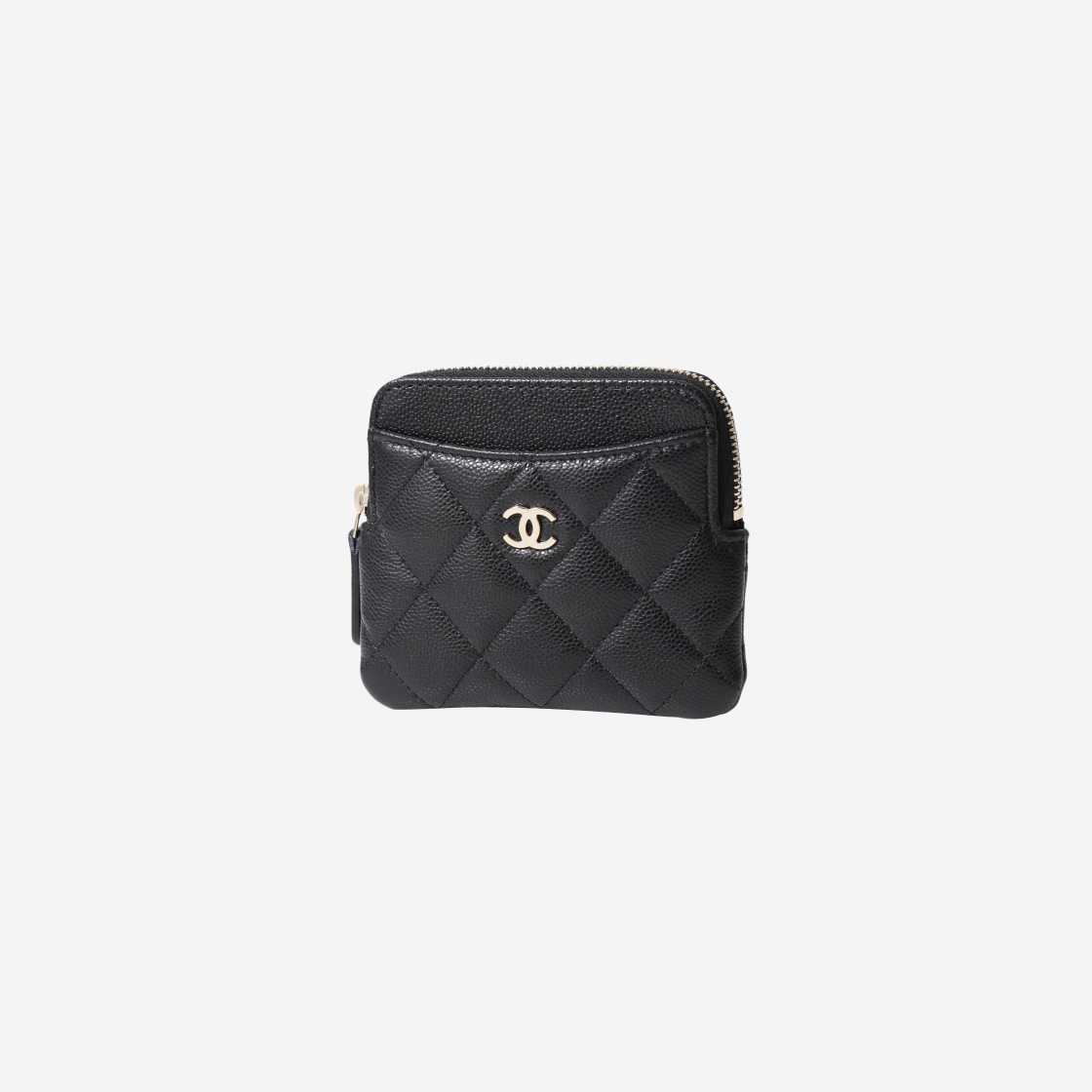 샤넬 Chanel Classic Zipped Coin Card Holder Grained Shiny Calfskin & Gold Black 위시버킷