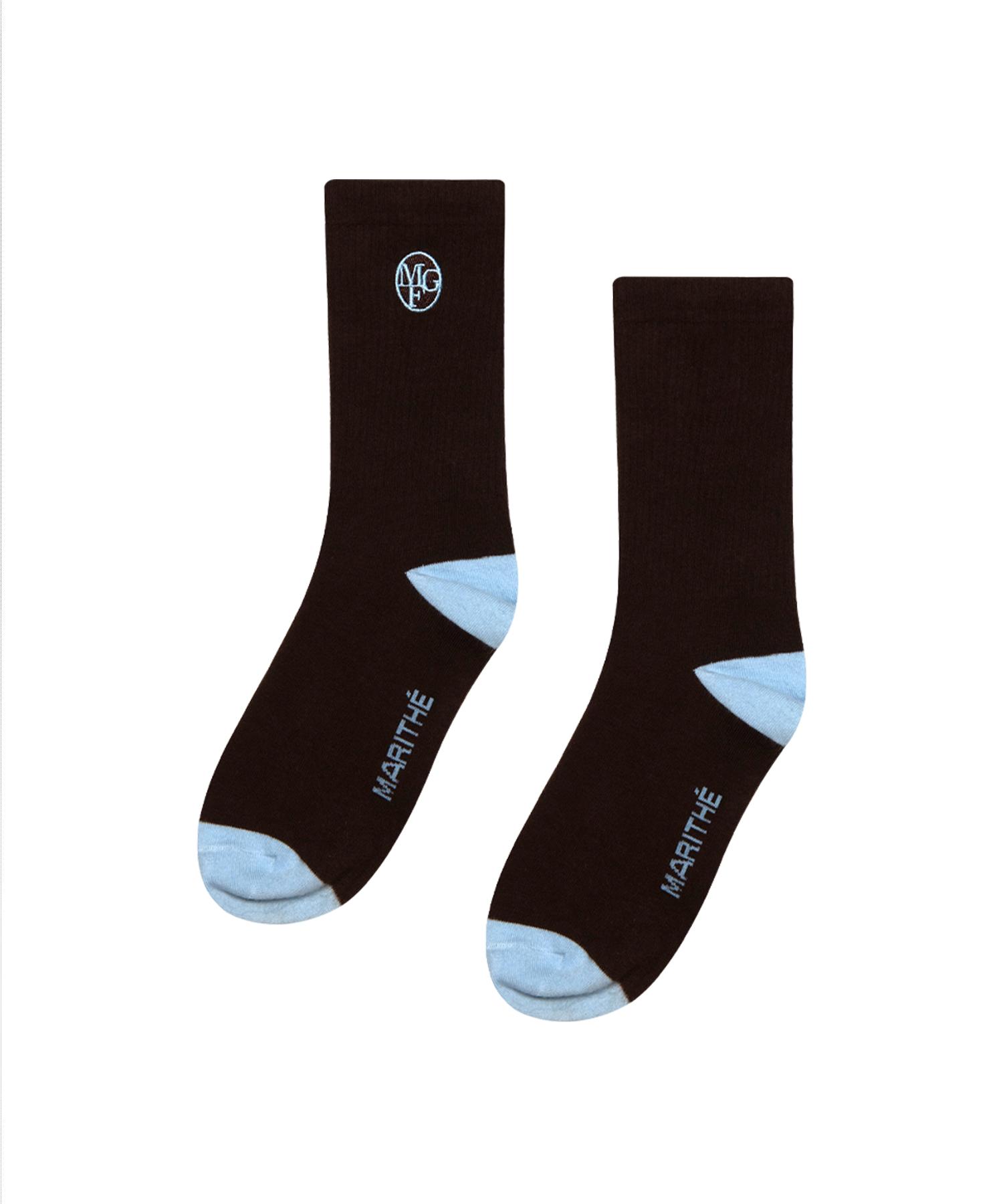 마리떼 CIRCLE LOGO COLOR POINT SOCKS brown - 위시버킷
