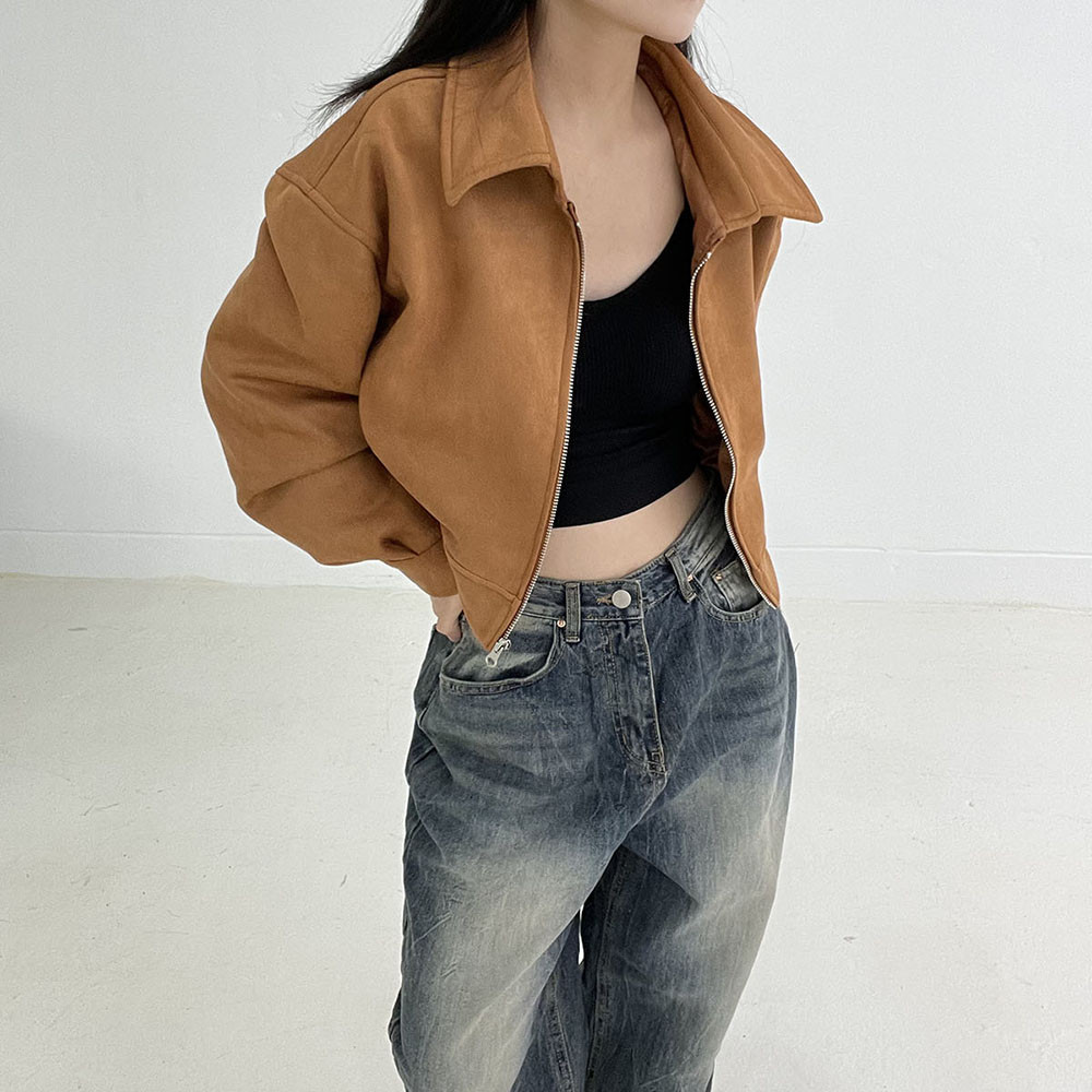 워즈웨잇앤씨 mild suede crop jacket 마일드 스웨이드 자켓 (2color) - 위시버킷