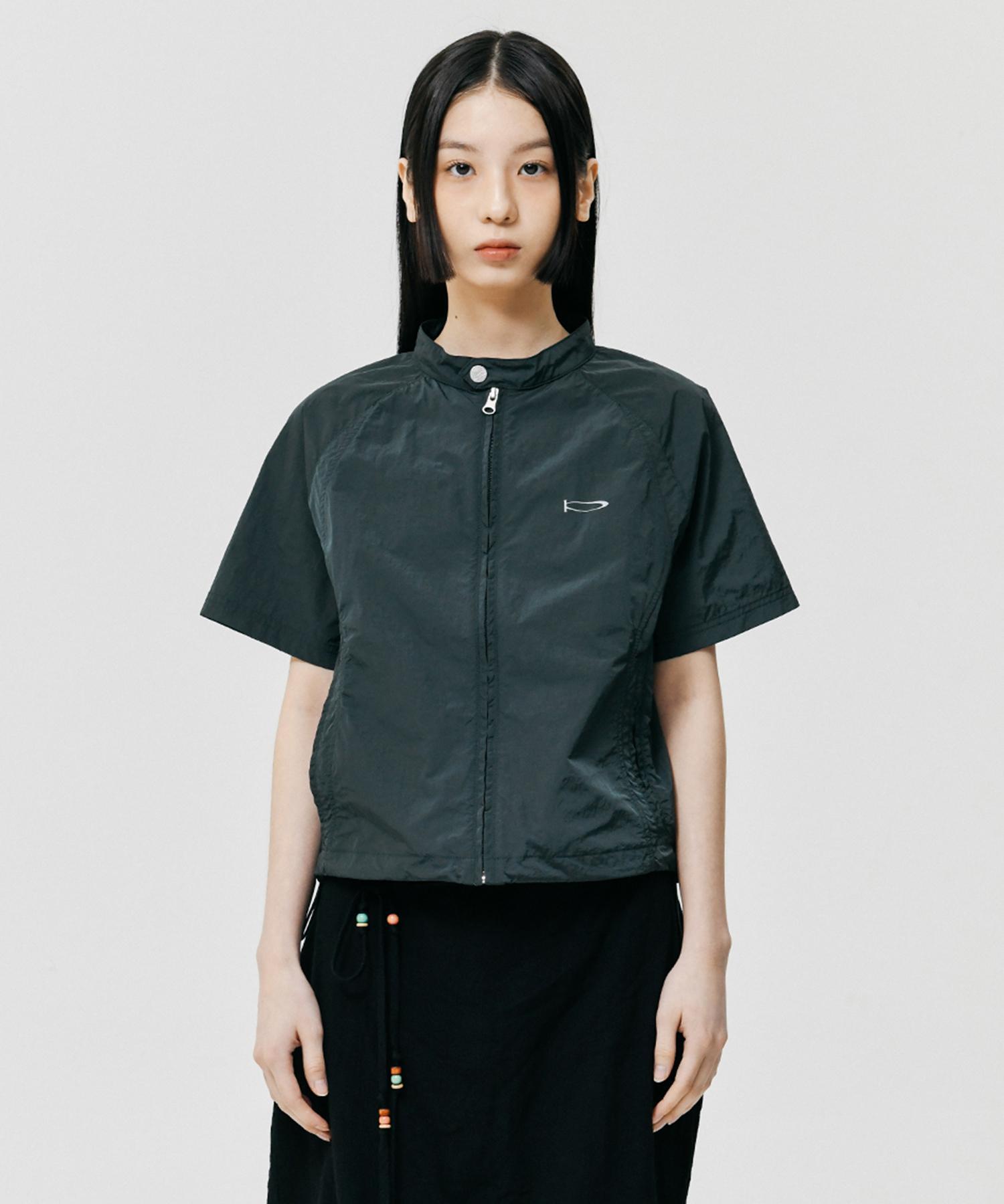 피지컬 에듀케이션 디파트먼트 [WOMENS] STRING CROP WINDBREAKER SS NAVY - 위시버킷