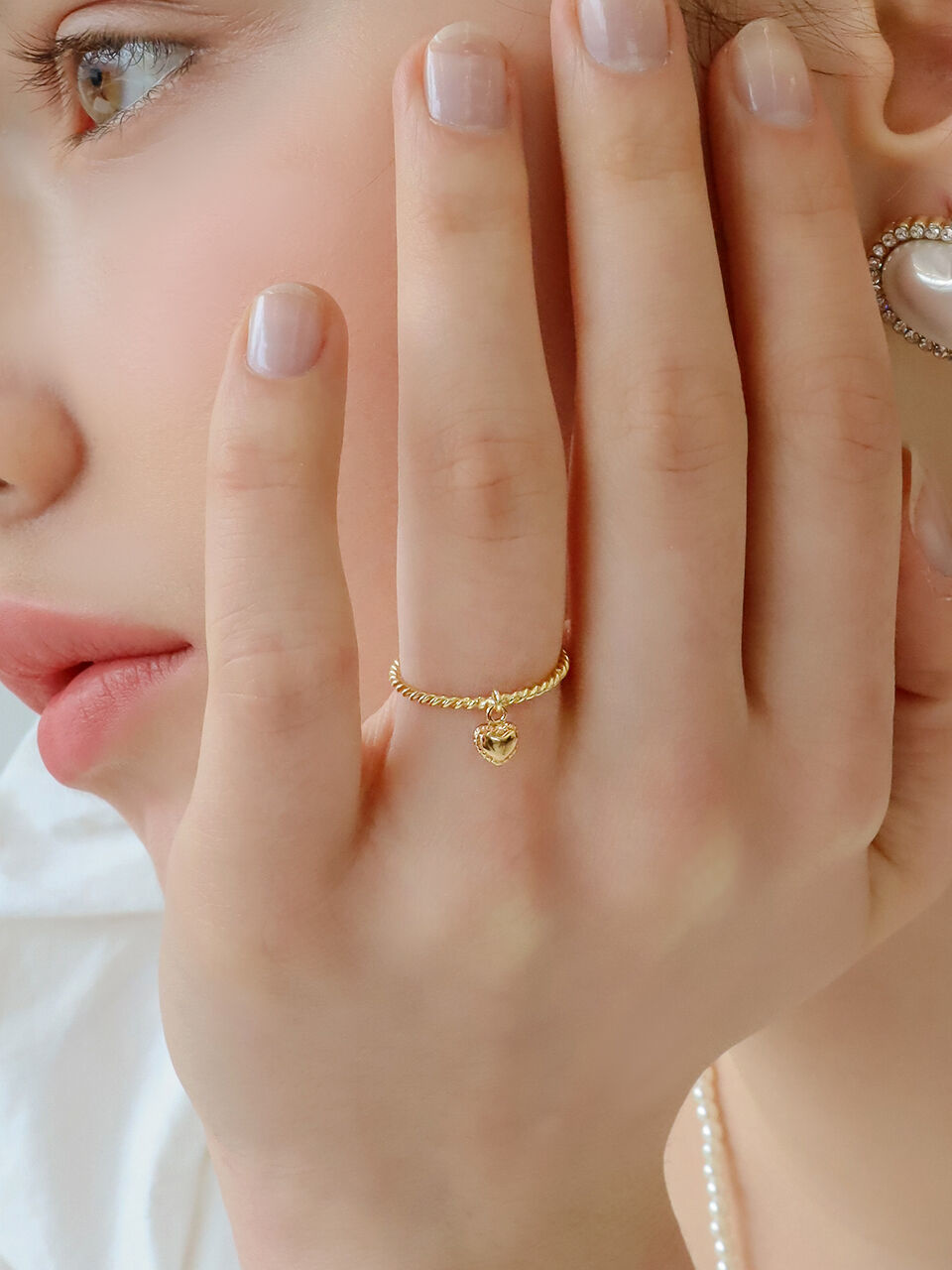 앵브록스 [silver 925][태연 착용] mini heart rope ring - 위시버킷