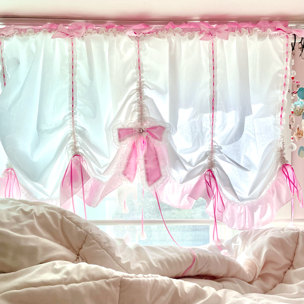 영원아카이브 white-pink ribbon curtain - 위시버킷