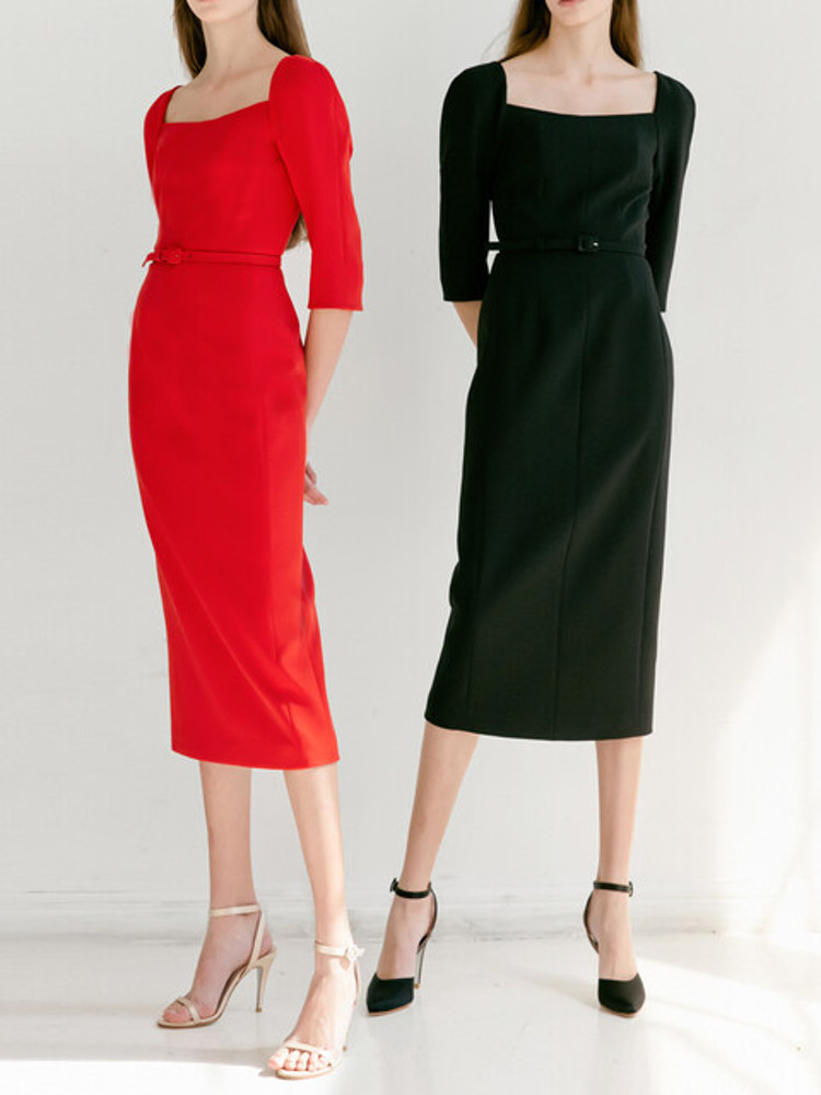 ワンピース BAU by Bride And You ODETTE Square neck Threequarter Sleeve BRIDE AND YOU