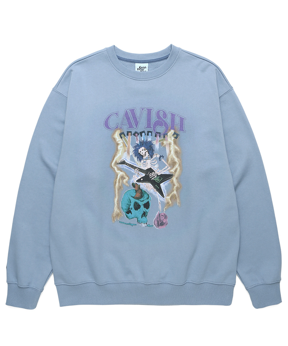카비시 ROCKING SKELETON SWEATSHIRT[BLUE] - 위시버킷
