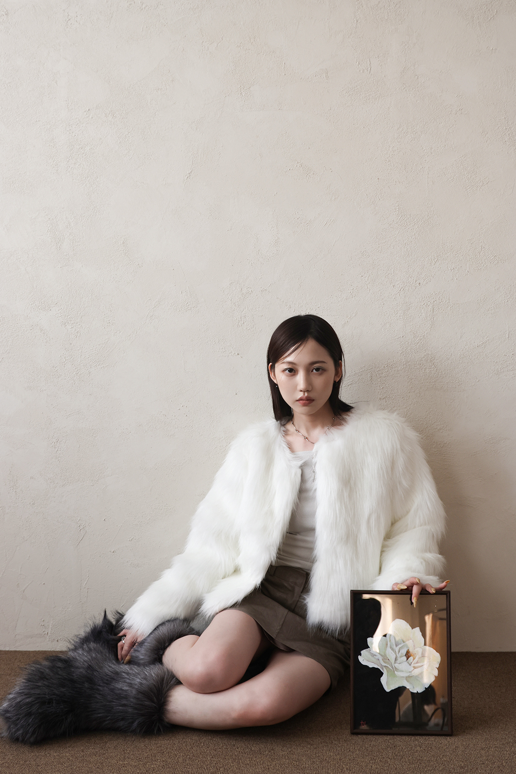 【MIAE】百合 Slop fur jacket MIAE】百合 Slop fur jacket