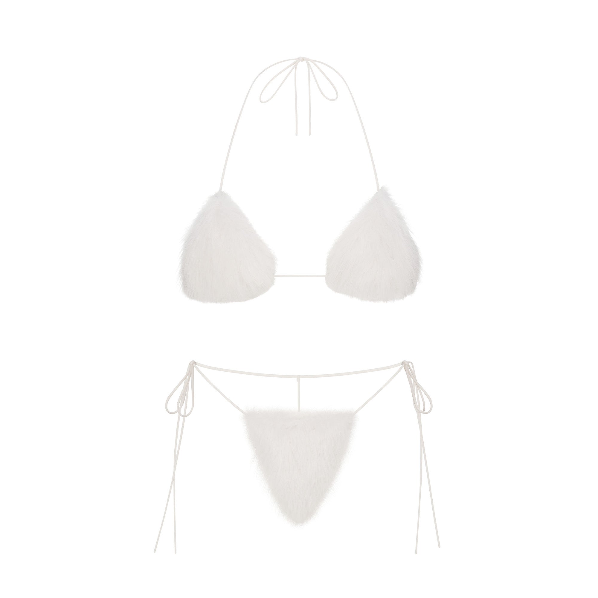 스킴스 FAUX FUR TRIANGLE BRALETTE AND THONG SET | MARBLE - 위시버킷