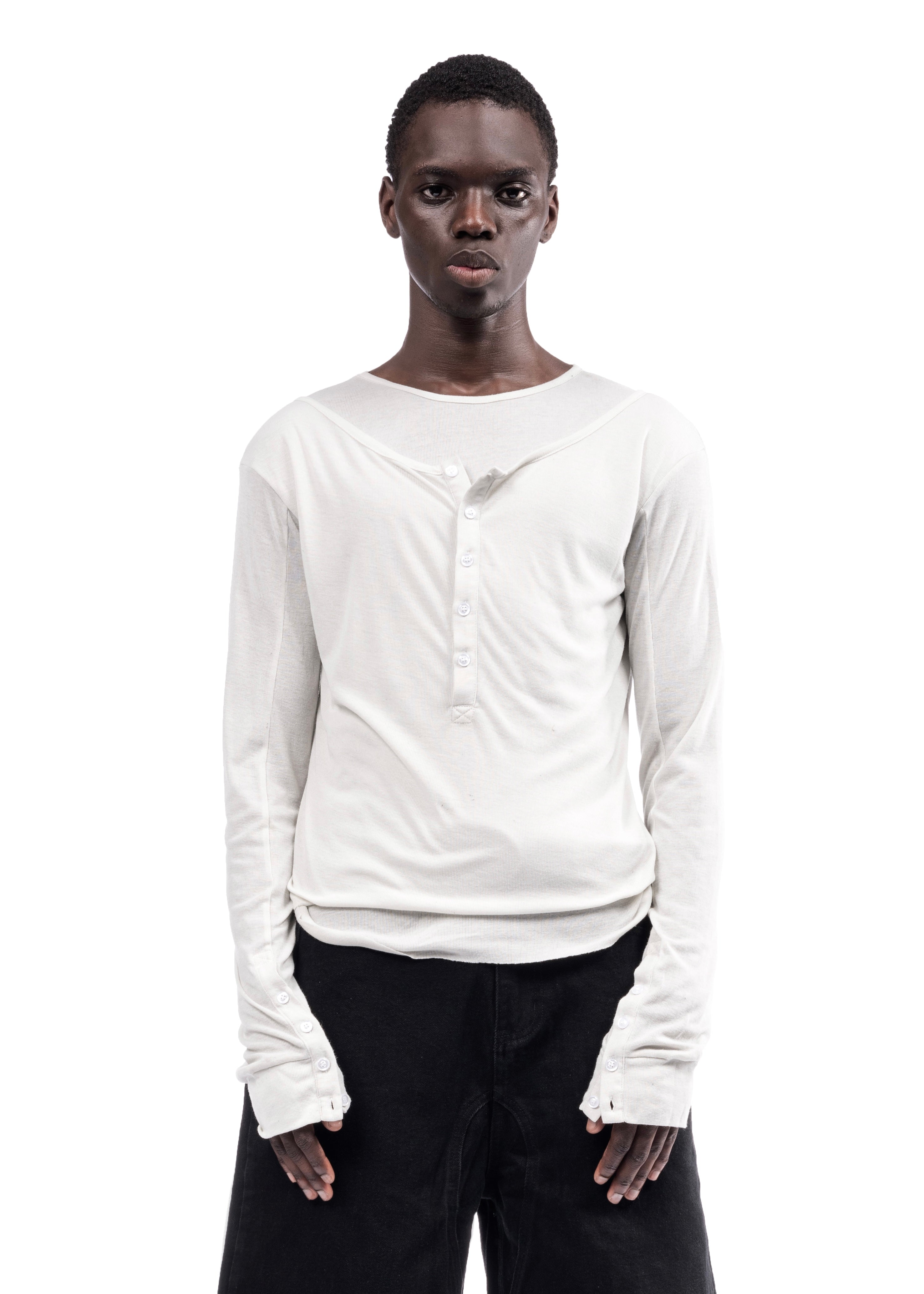 노 페이스 스튜디오 DOUBLE LAYERED BUTTON ORGANIC COTTON SHIRT WHITE - 1 - 위시버킷