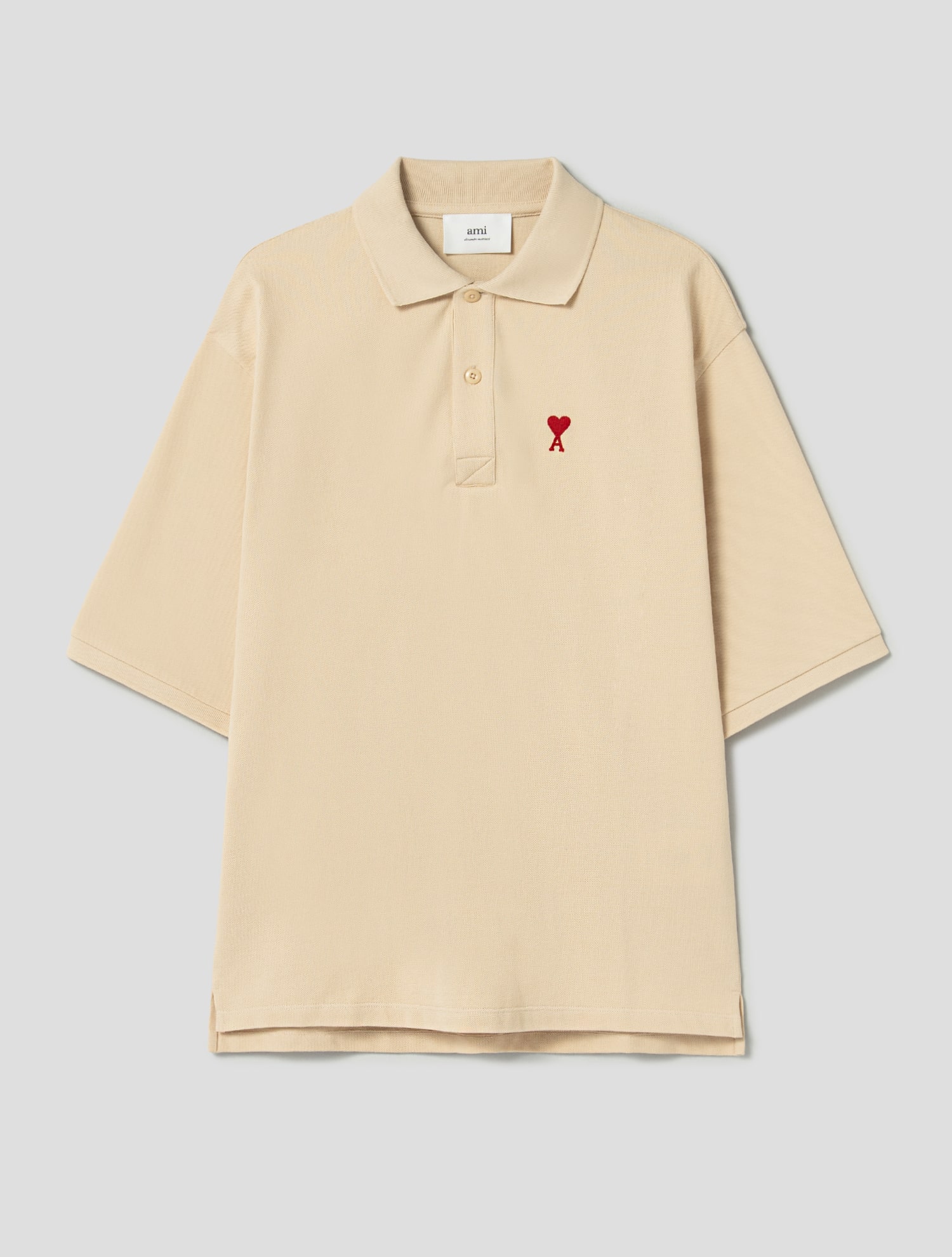 아미 [한국단독] Oversize Polo T-Shirt with Ami Heart Embroidery - Vanille - 위시버킷