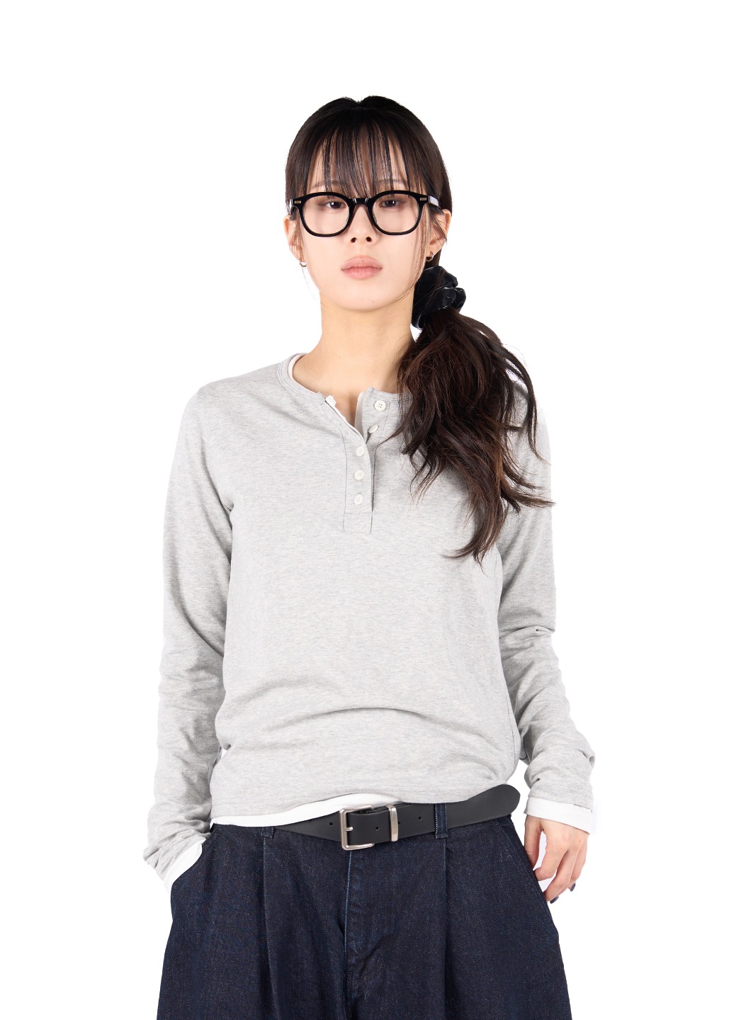 Minimal Button Neck Long Sleeve main image 0