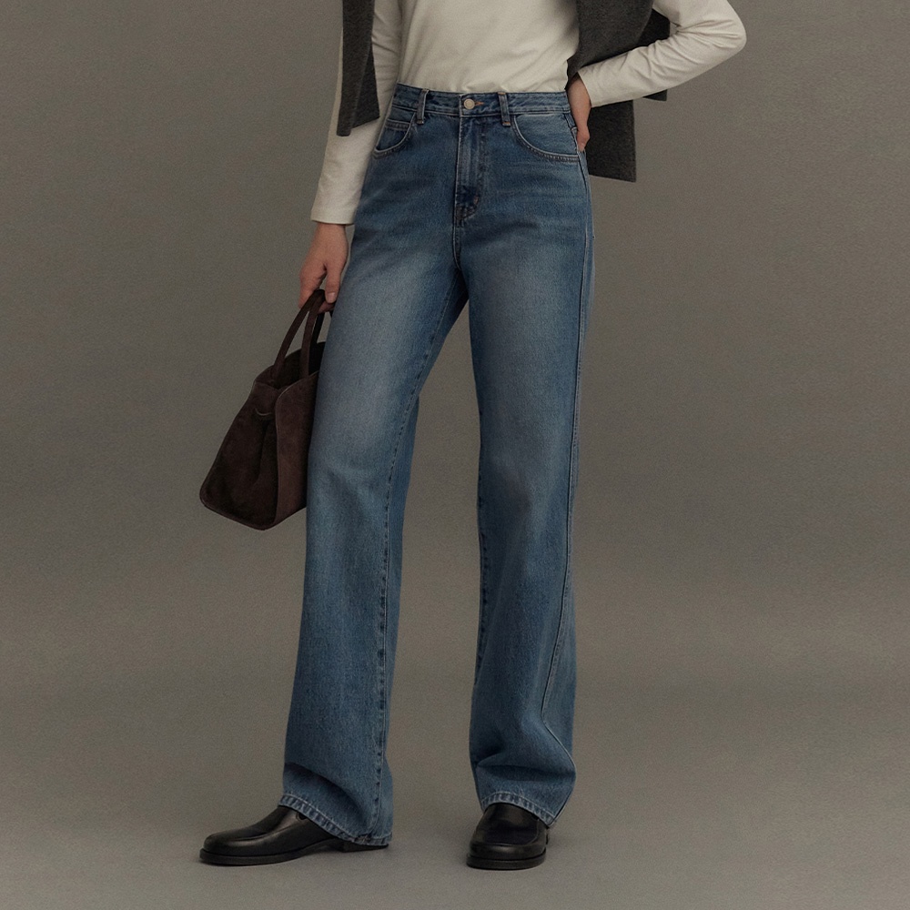 포유온 FYEO Avec Cone Straight Denim (Mid Blue) - 위시버킷