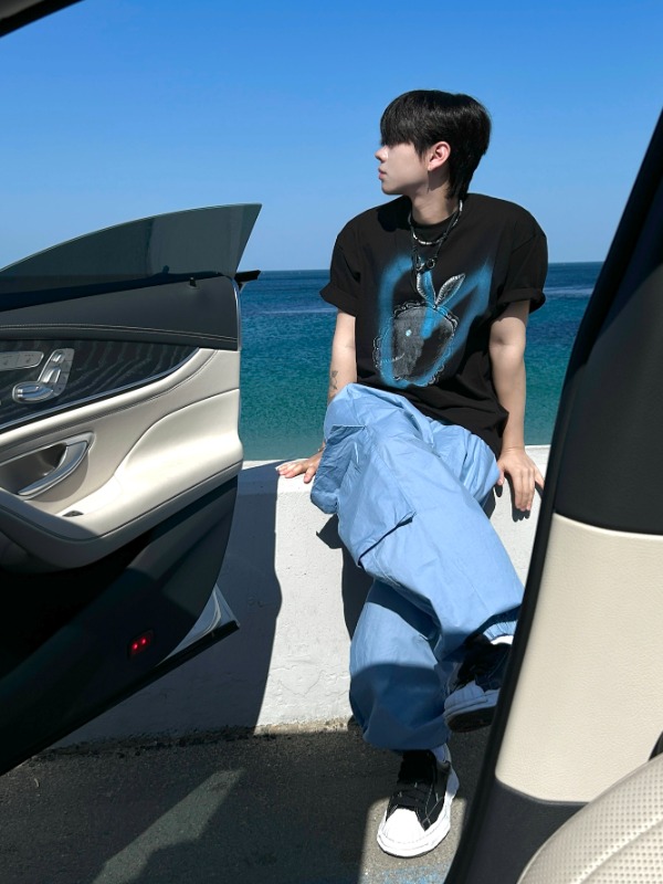 디서먼트 OT rabbit printing half sleeve 2C - 위시버킷