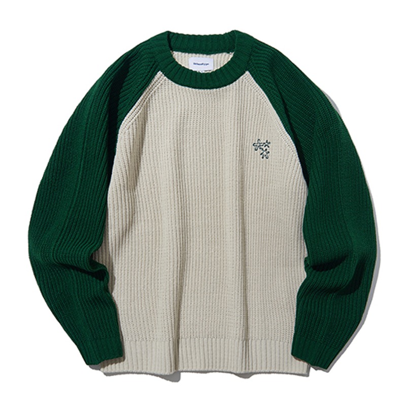 어반디타입 Color Block Raglan Knit_Green_KN125 - 위시버킷
