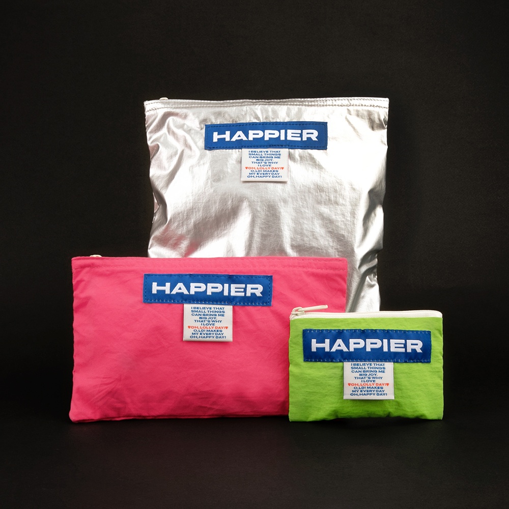 오롤리데이 Happier label pouch - 위시버킷