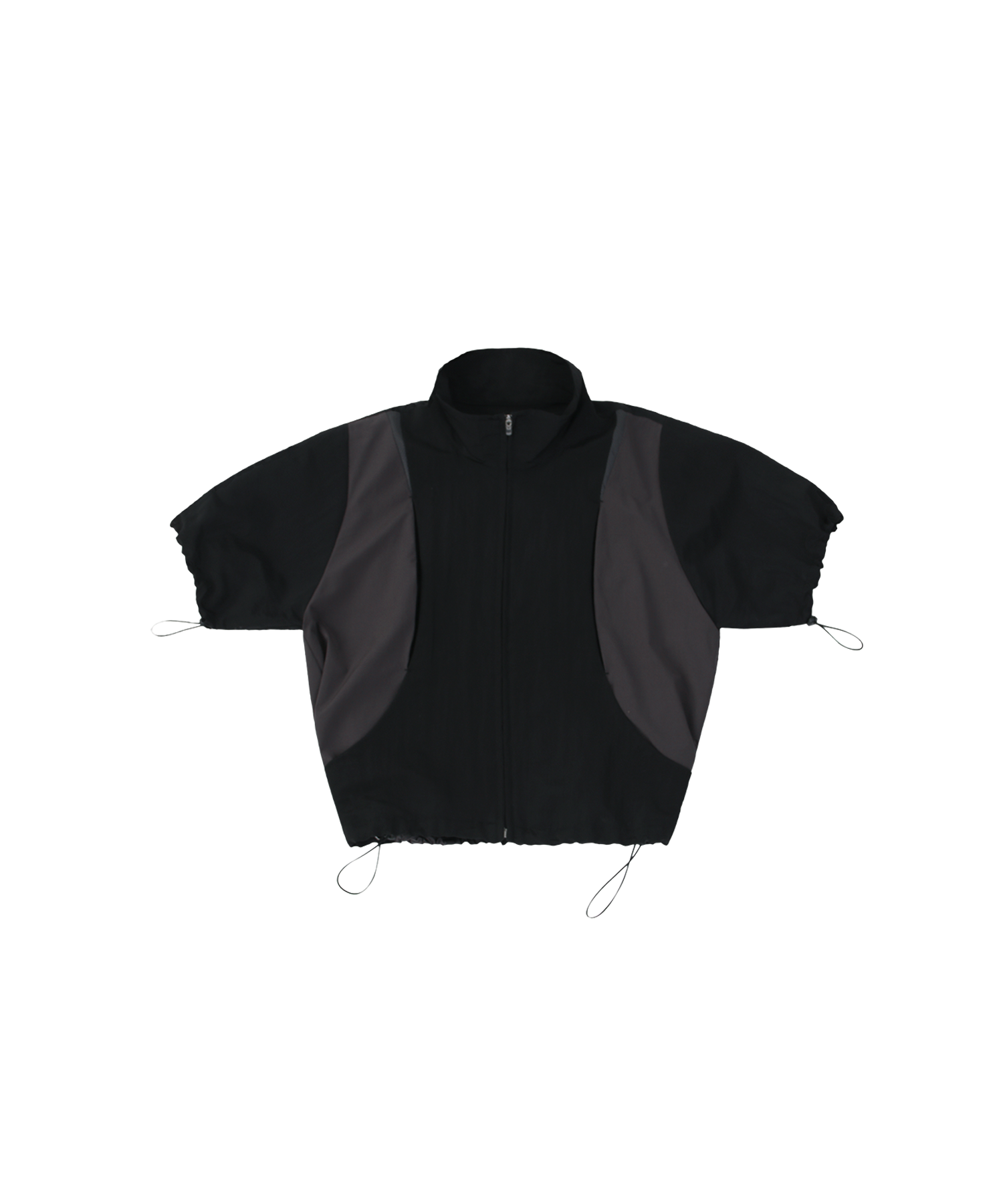 오호스 (5/10 Restock, 순차배송) Curved Pocket String Zip-Up / Black - 위시버킷