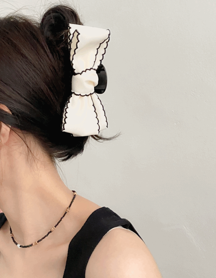 아이로주 [무배] 국내 대왕집게핀 배색 블랙 리본 빅 집게핀 bami ribbon hair clip 위시버킷