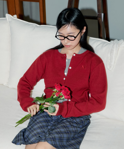마가린핑거스 LOGO PLAIN CARDIGAN (DARK RED) - 위시버킷