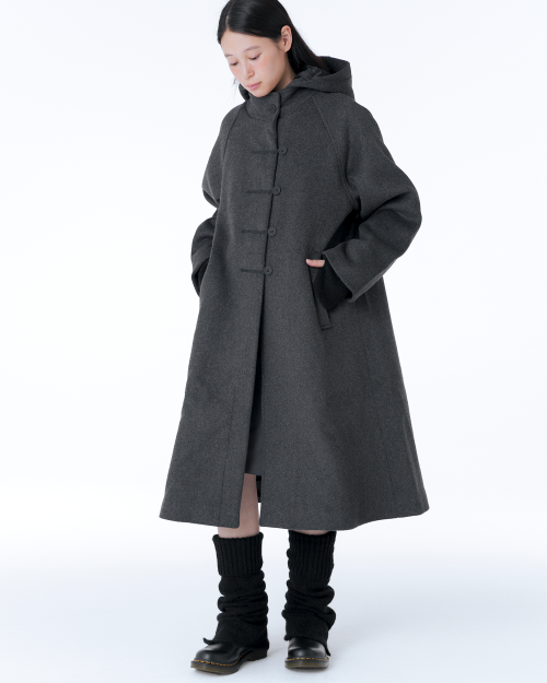 미세키서울 Hoodie long duffle Coat CHARCOAL - 위시버킷