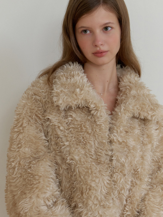 리엘 Popo fur jacket (beige) - 위시버킷