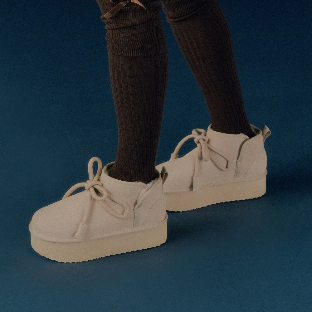 플러피시트러스 Fuzzy ribbon platform boots_Beige - 위시버킷