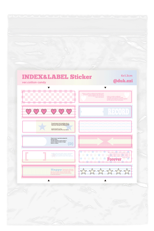 덕지덕지 Index&Label Sticker Cotton Candy 위시버킷
