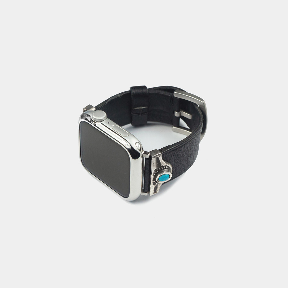 렌도 Classic fit apple watch strap with turquoise 렌도 애플워치스트랩 가죽 실버925